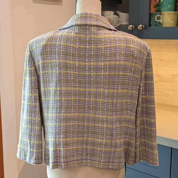 St. John Bouclé Jacket in Pastel Blue & Yellow - Picture 4 of 11